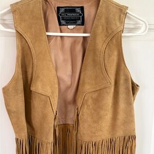 PIONEER Tan Suede Leather Vest with Fringe